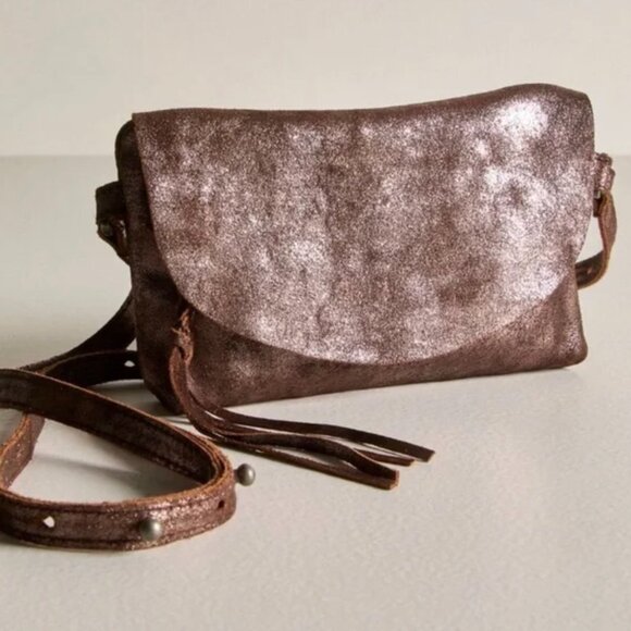 Free People ~ We The Free Rider Pyrite Crossbody Sun Stone Orange Small Bag - Picture 1 of 9